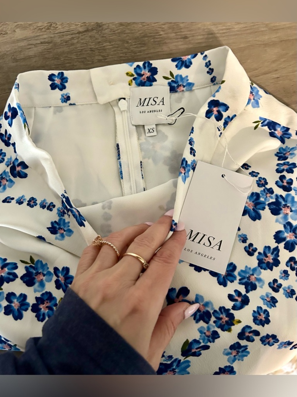 MISA Los Angeles White Blue Floral Ruffle Wrap Maxi Skirt XS NWT - Picture 3 of 5